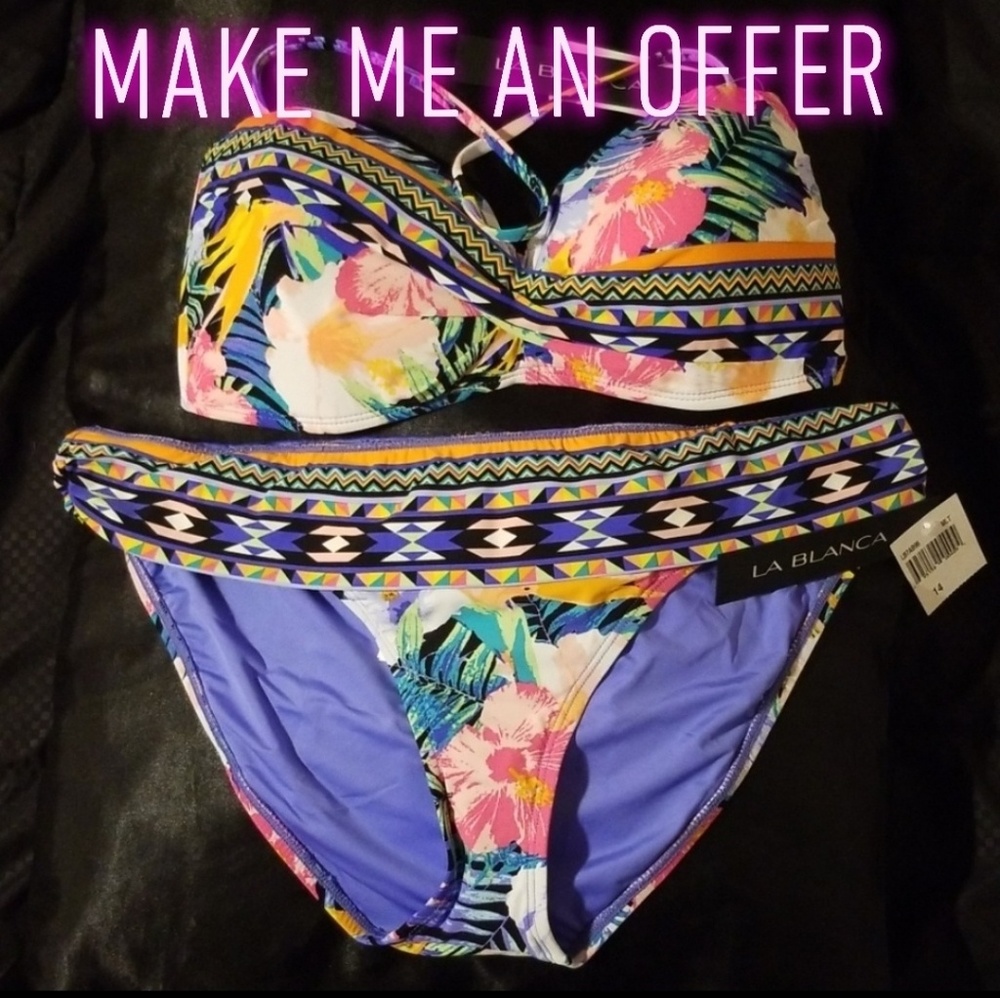 ☀️ Tropical swim set! Plus size: 12/14